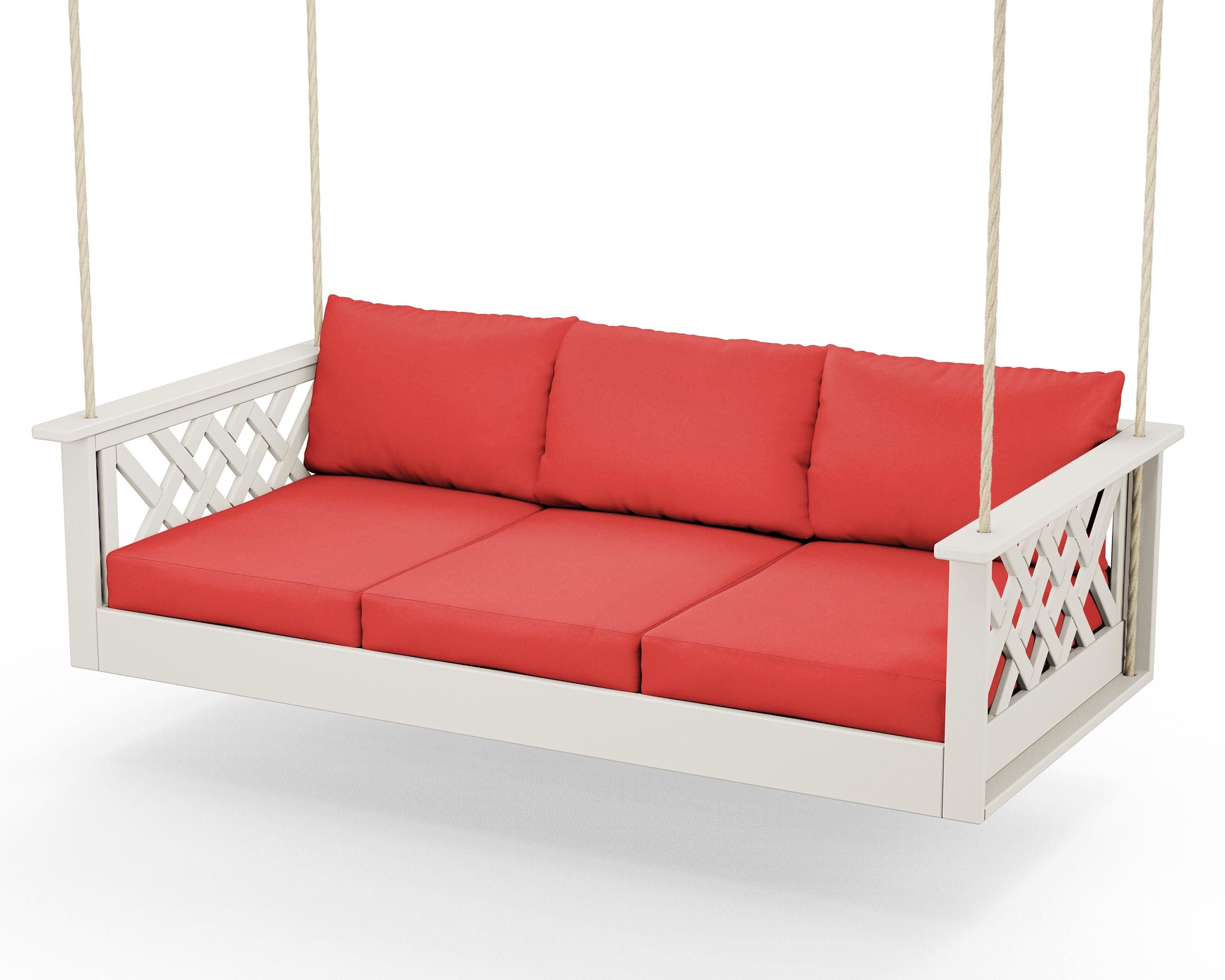 Country Living Wovendale Daybed Swing in Sand / Crimson Linen