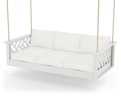 POLYWOOD® Chippendale Daybed Swing in White / Natural Linen
