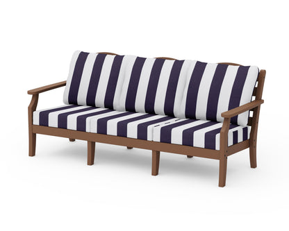 Draper James™ by  POLYWOOD® Savannah Deep Seating Sofa in Teak / Cabana Stripe Navy