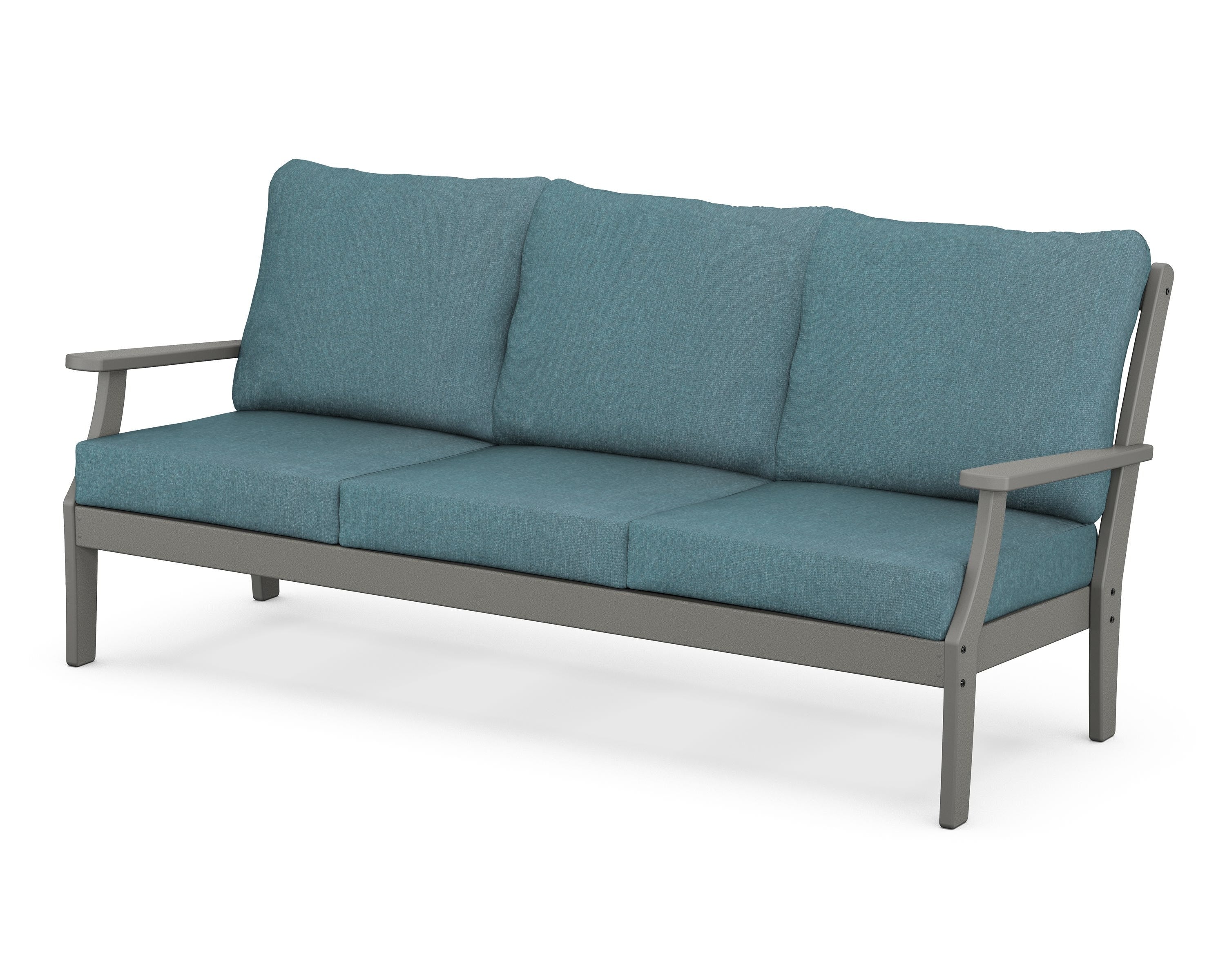 POLYWOOD® Braxton Deep Seating Sofa in Slate Grey / Ocean Teal