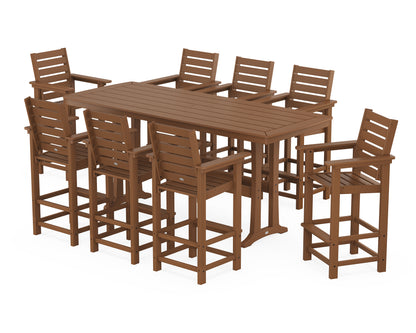POLYWOOD® Captain 9-Piece Bar Set with Trestle Legs in Teak
