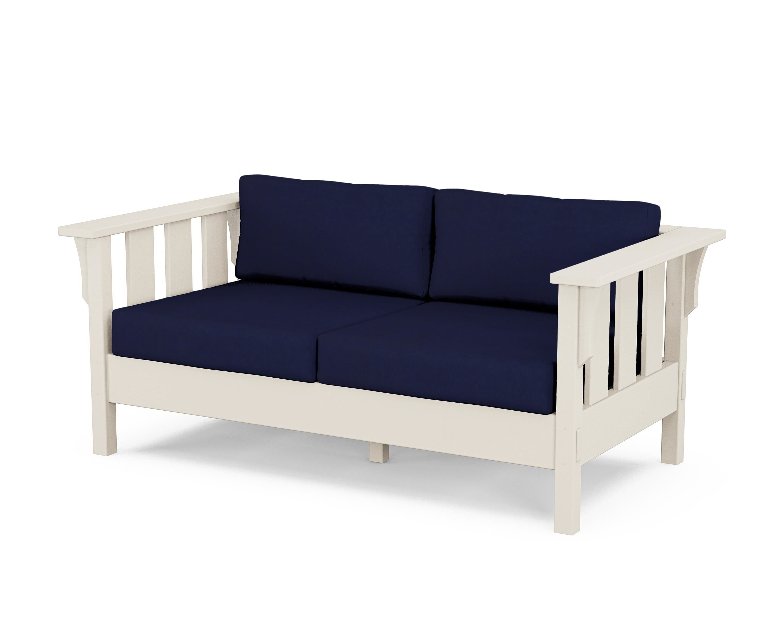 Martha Stewart by POLYWOOD® Acadia Deep Seating Loveseat in Sand / Navy