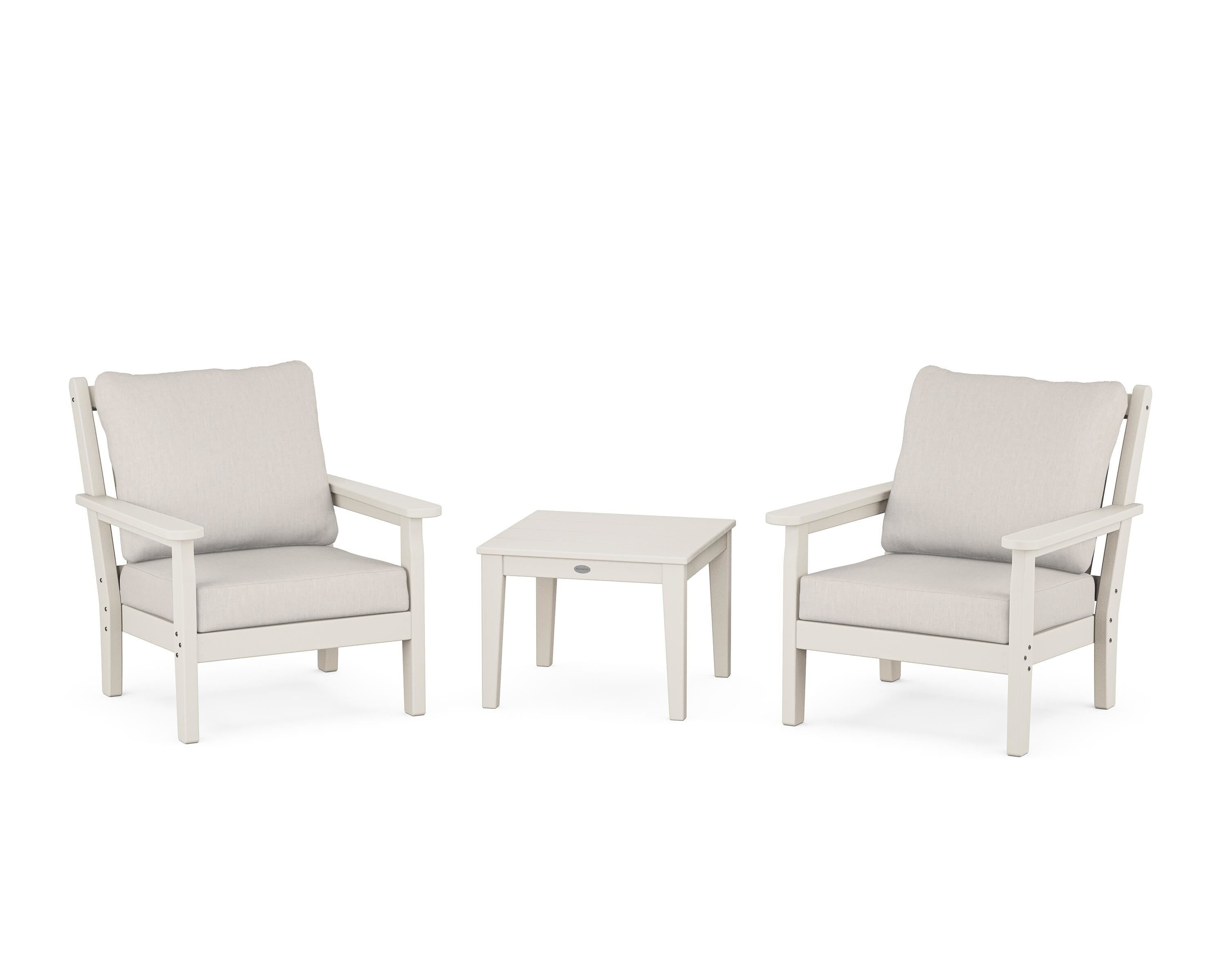 POLYWOOD® Chippendale 3-Piece Deep Seating Set in Sand / Cast Ash