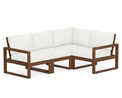 POLYWOOD® EDGE 4-Piece Modular Deep Seating Set in Teak / Natural Linen