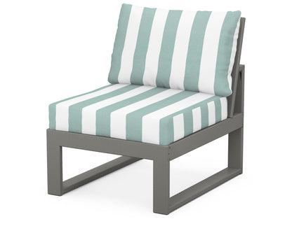 Unbranded Modular Armless Chair in Slate Grey / Cabana Stripe Glacier Spa