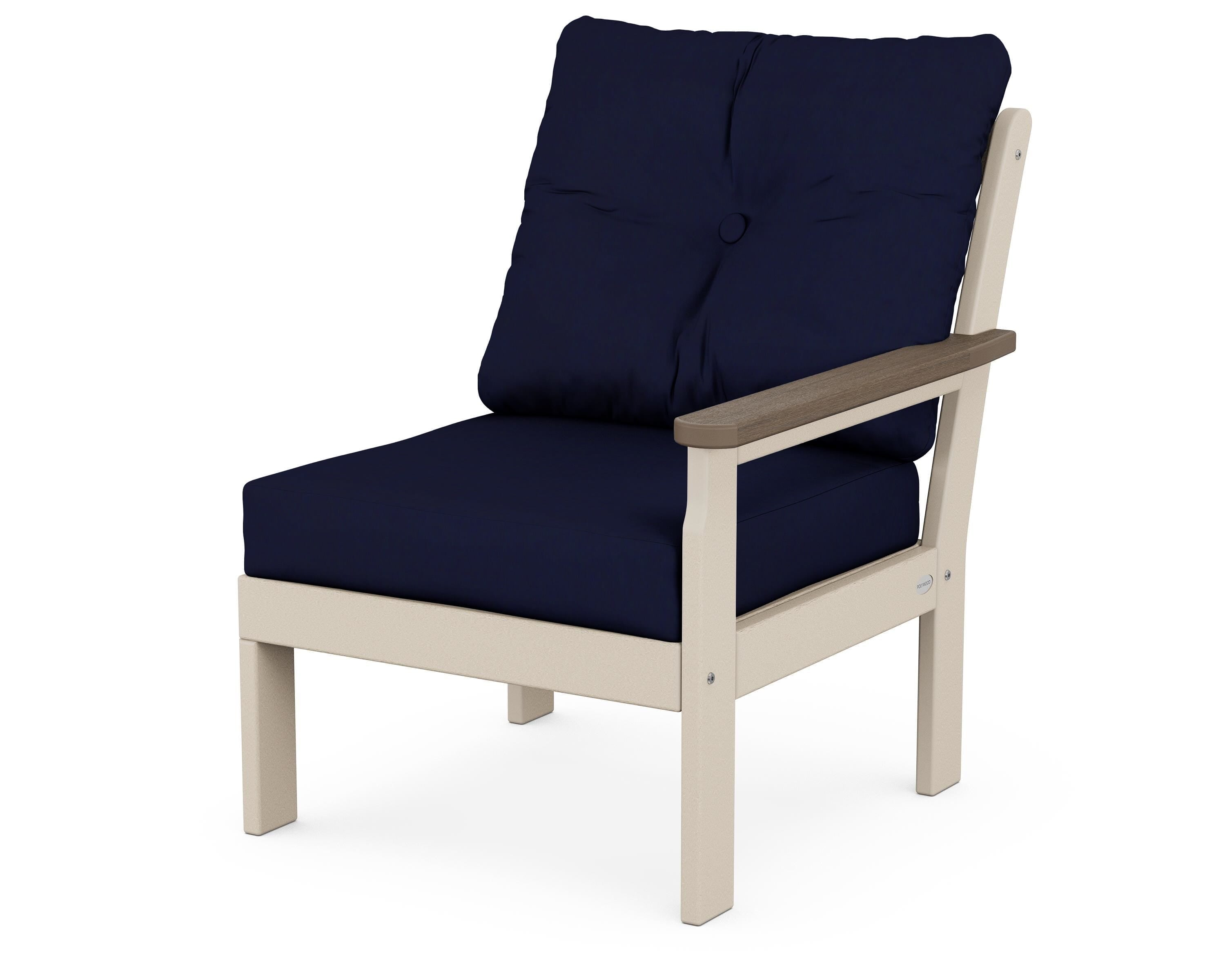 POLYWOOD® Vineyard Modular Right Arm Chair in Sand / Kona / Navy