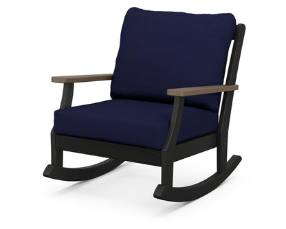 POLYWOOD® Braxton Deep Seating Rocking Chair in Black / Kona / Navy