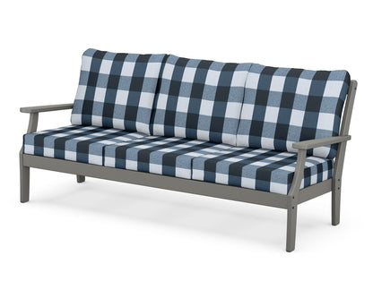 POLYWOOD® Braxton Deep Seating Sofa in Slate Grey / Buffalo Plaid Marine Indigo