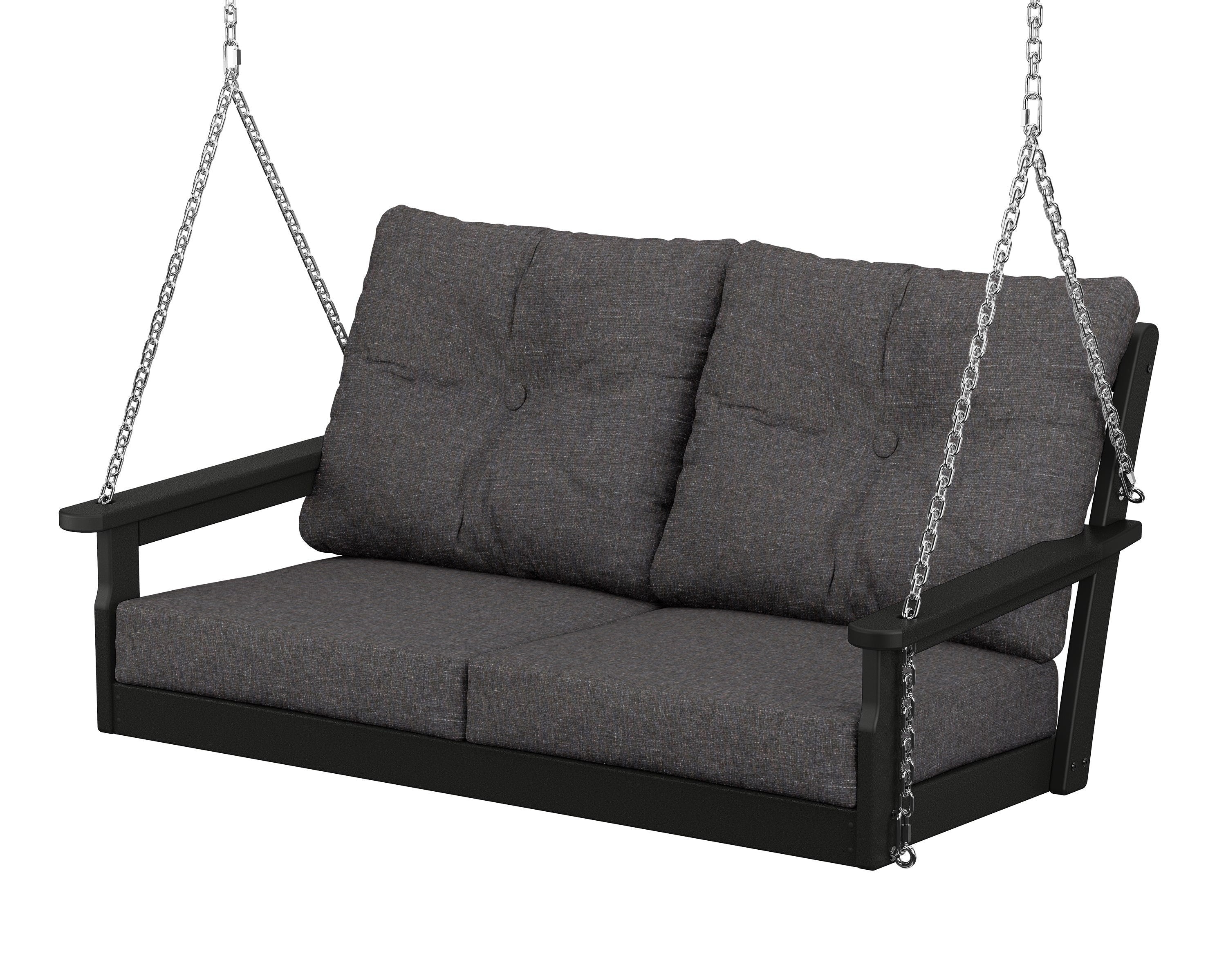POLYWOOD® Vineyard Deep Seating Swing in Black / Ash Charcoal