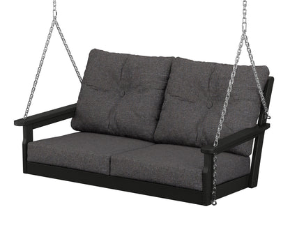 POLYWOOD® Vineyard Deep Seating Swing in Black / Ash Charcoal