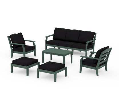Draper James™ by  POLYWOOD® Savannah 6-Piece Lounge Sofa Set in Green / Midnight Linen