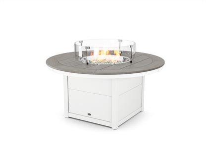 POLYWOOD® Round 48" Fire Pit Table in White / Driftwood