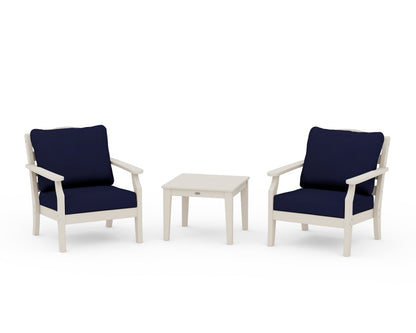 Draper James™ by  POLYWOOD® Savannah 3-Piece Deep Seating Set in Sand / Navy