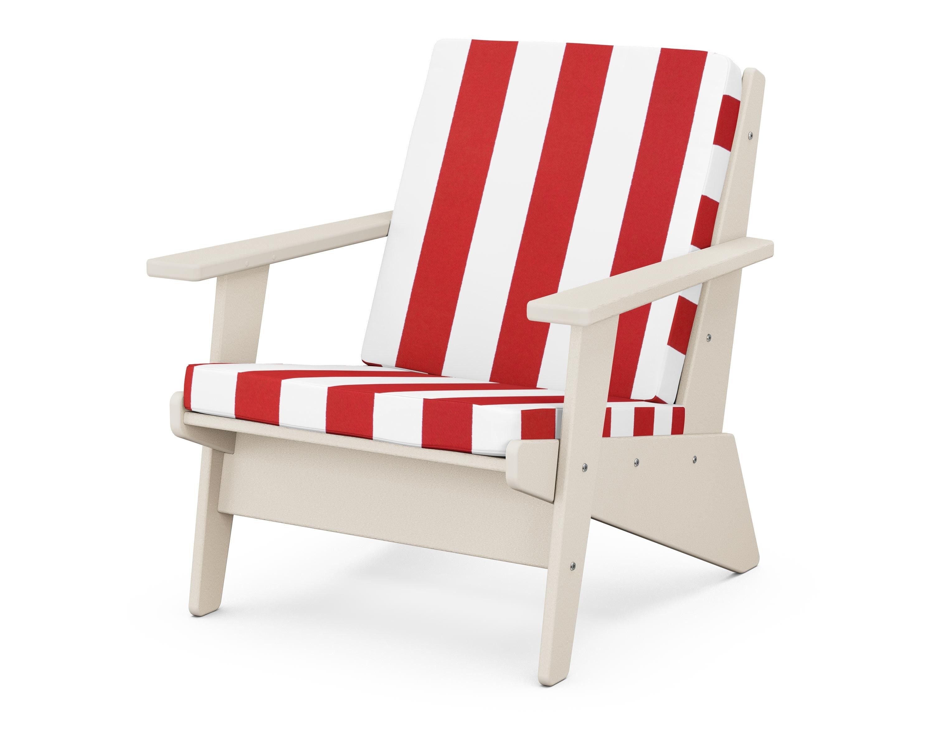 POLYWOOD® Riviera Modern Lounge Chair in Sand / Cabana Stripe Crimson