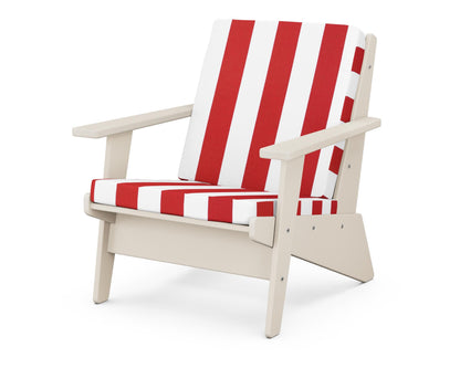 POLYWOOD® Riviera Modern Lounge Chair in Sand / Cabana Stripe Crimson