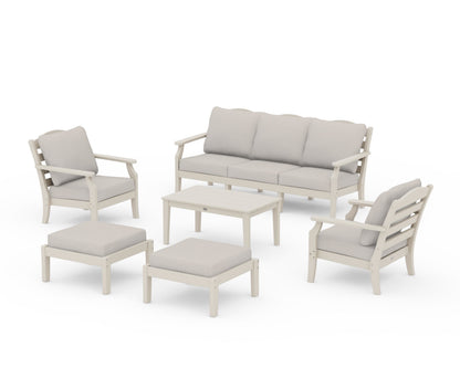 Draper James™ by  POLYWOOD® Savannah 6-Piece Lounge Sofa Set in Sand / Cast Ash