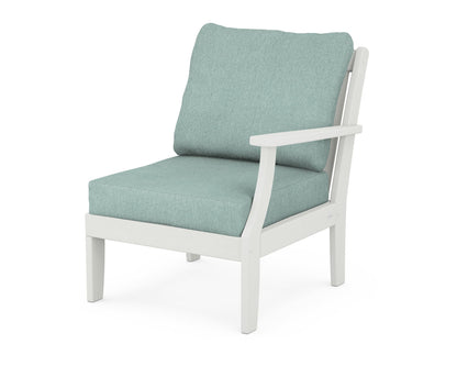 POLYWOOD® Braxton Modular Right Arm Chair in Vintage White / Glacier Spa
