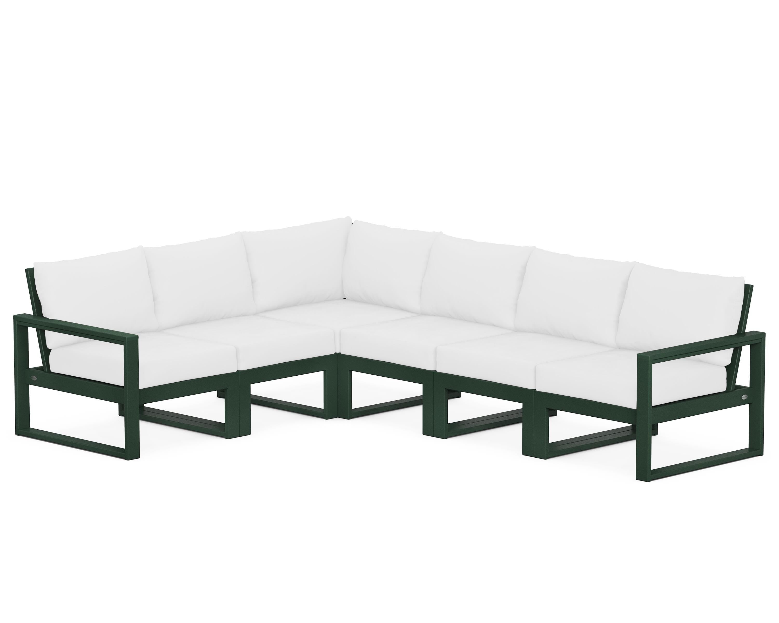 POLYWOOD® EDGE 6-Piece Modular Deep Seating Set in Green / Natural