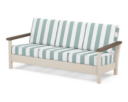 POLYWOOD® Harbour Deep Seating Sofa in Sand / Kona / Cabana Stripe Glacier Spa