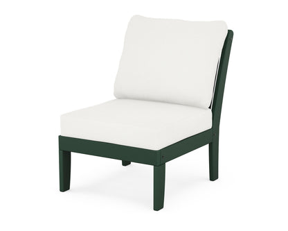 POLYWOOD® Braxton Modular Armless Chair in Green / Natural Linen