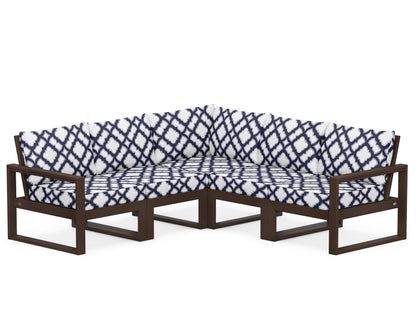 POLYWOOD® EDGE 5-Piece Modular Deep Seating Set in Mahogany / Trellis Navy