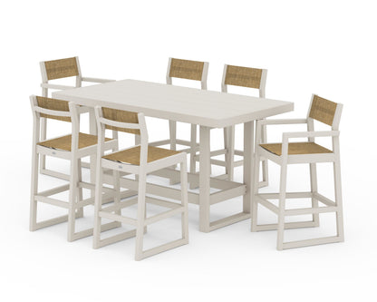 POLYWOOD® EDGE Sling 7-Piece Bar Table Set in Sand / Burlap Sling