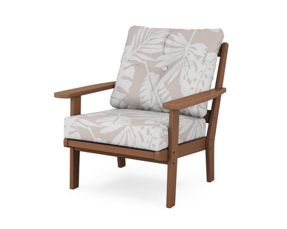 POLYWOOD® Prairie Deep Seating Chair in Teak / Leaf Dune Burlap