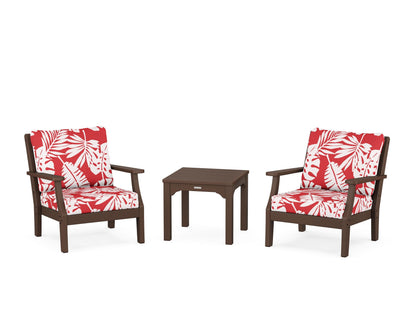 Martha Stewart by POLYWOOD® Chinoiserie 3-Piece Deep Seating Set in Mahogany / Leaf Crimson