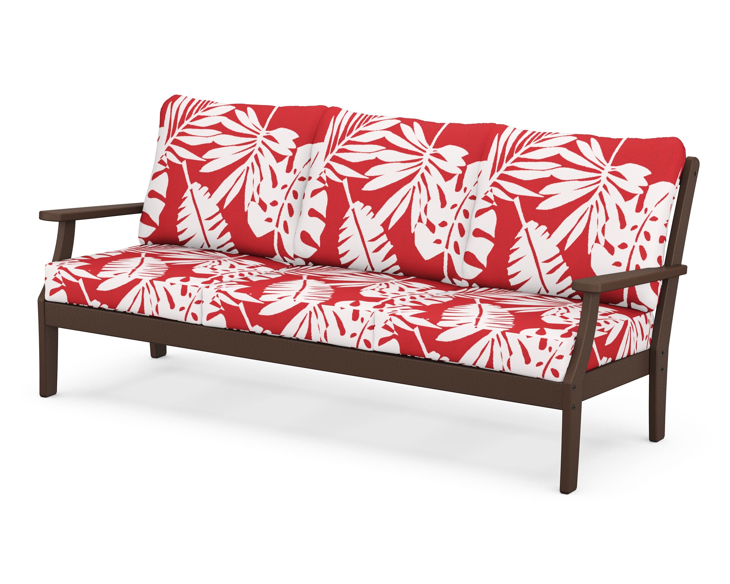 POLYWOOD® Braxton Deep Seating Sofa in Mahogany / Leaf Crimson