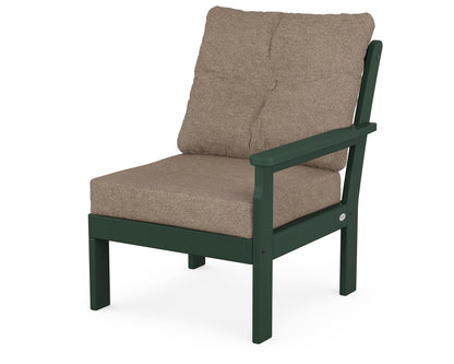 POLYWOOD® Vineyard Modular Right Arm Chair in Green / Spiced Burlap