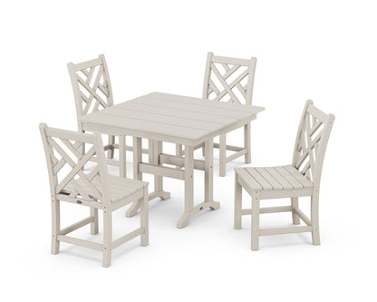 POLYWOOD® Chippendale Side Chair 5-Piece Farmhouse Dining Set in Sand