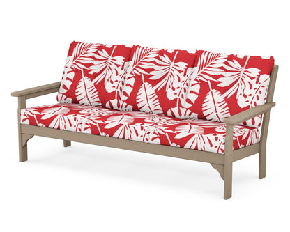 POLYWOOD® Vineyard Deep Seating Sofa in Vintage Sahara / Leaf Crimson