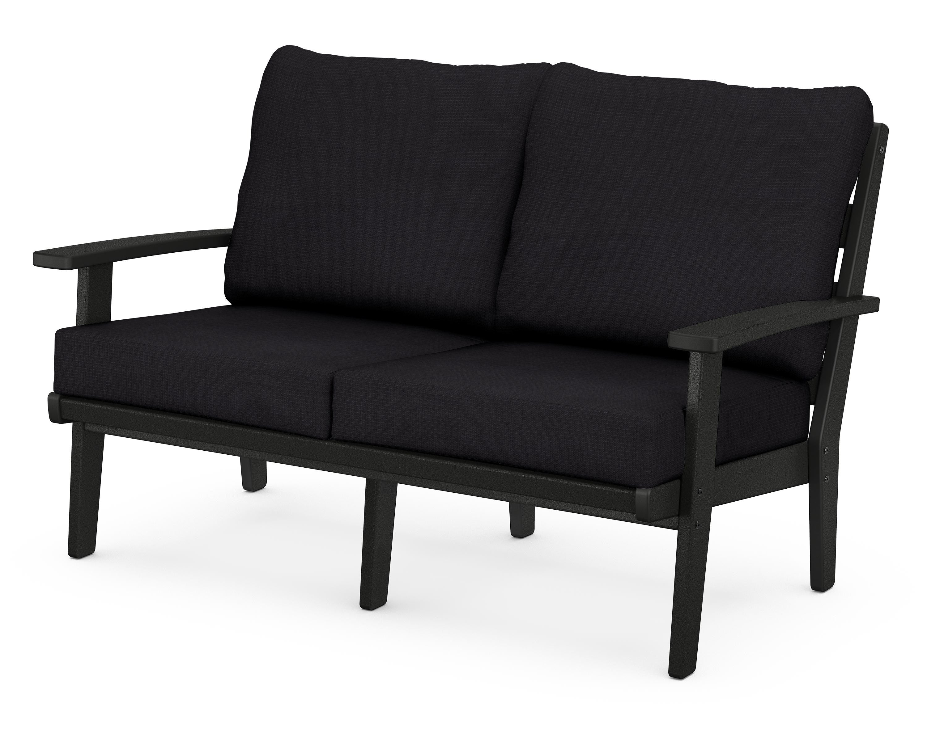 POLYWOOD® Grant Park Deep Seating Loveseat in Black / Midnight Linen