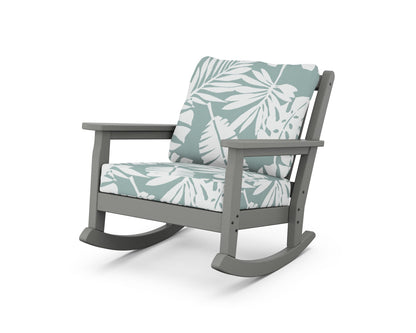 POLYWOOD® Chippendale Deep Seating Rocking Chair in Slate Grey / Leaf Glacier Spa
