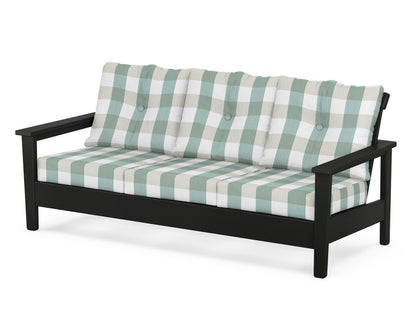 POLYWOOD® Prescott Deep Seating Sofa in Black / Buffalo Plaid Glacier Spa