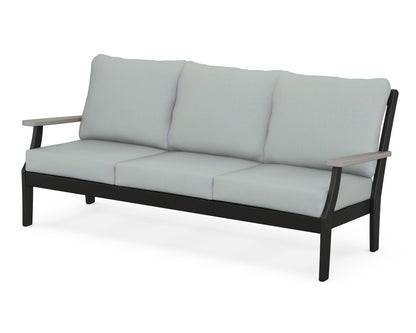 POLYWOOD® Braxton Deep Seating Sofa in Black / Driftwood / Spa