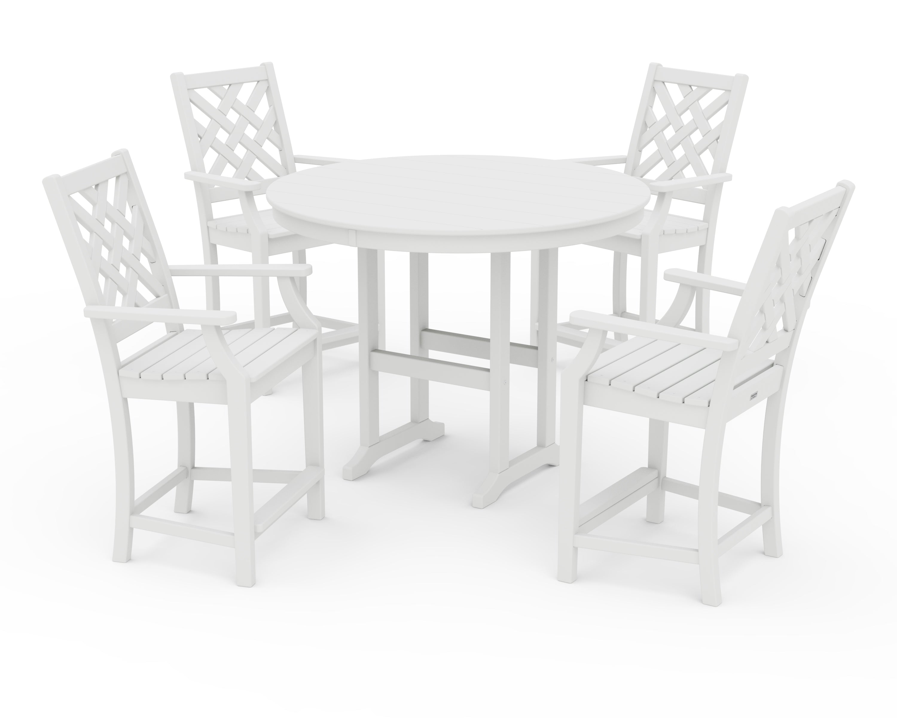 Country Living Wovendale 5-Piece Round Farmhouse Counter Set in White