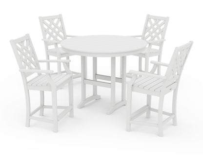Country Living Wovendale 5-Piece Round Farmhouse Counter Set in White