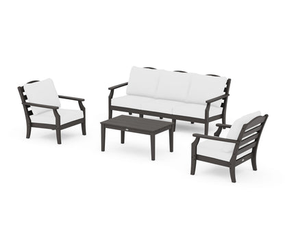 Draper James™ by  POLYWOOD® Savannah 4-Piece Deep Seating Set with Sofa in Vintage Coffee / Natural