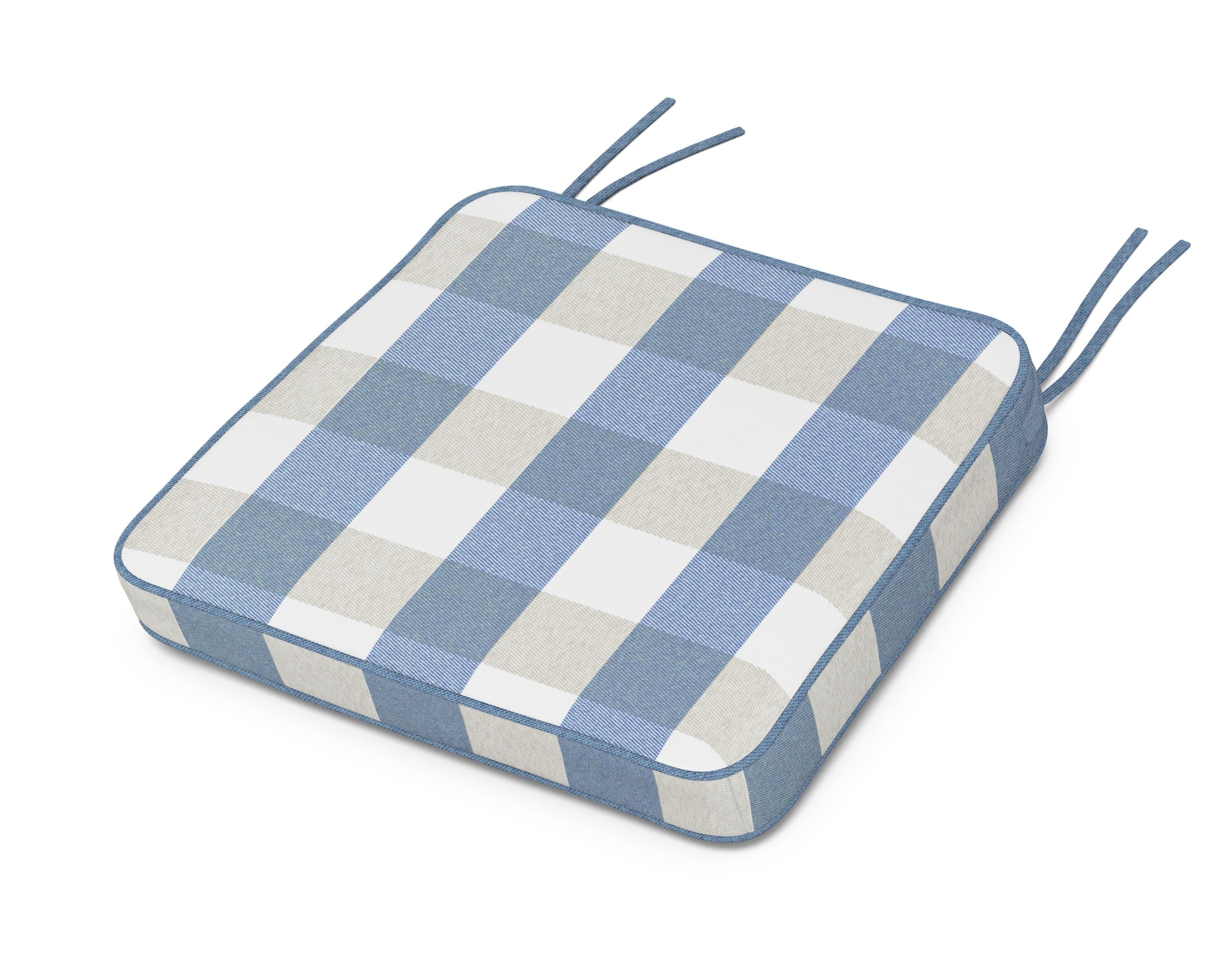 Martha Stewart by POLYWOOD® Chinoiserie Arm Chair Seat Cushion in Buffalo Plaid Sky Blue