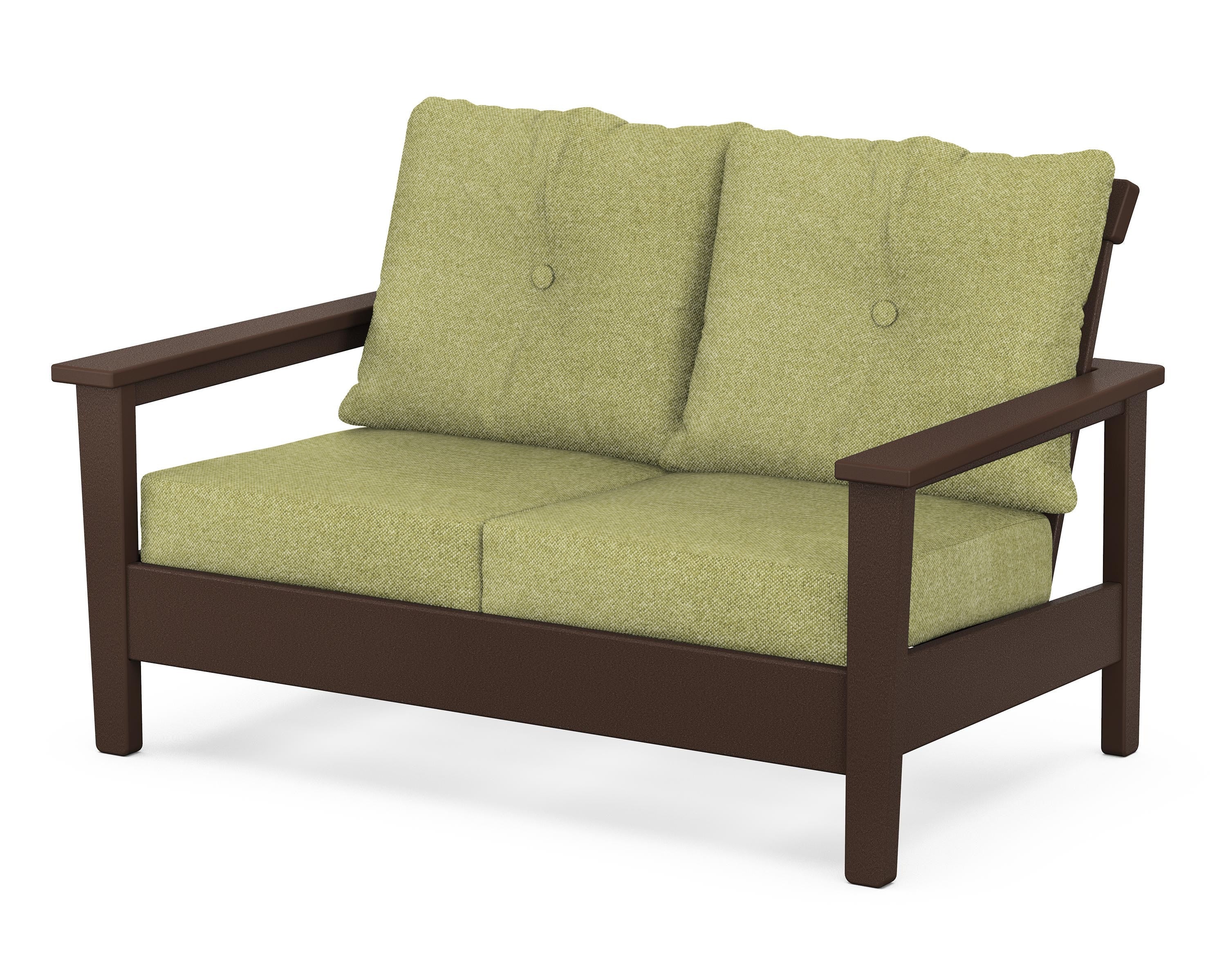 POLYWOOD® Prescott Deep Seating Loveseat in Mahogany / Chartreuse Boucle