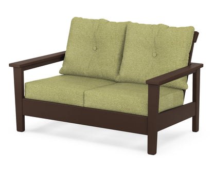 POLYWOOD® Prescott Deep Seating Loveseat in Mahogany / Chartreuse Boucle