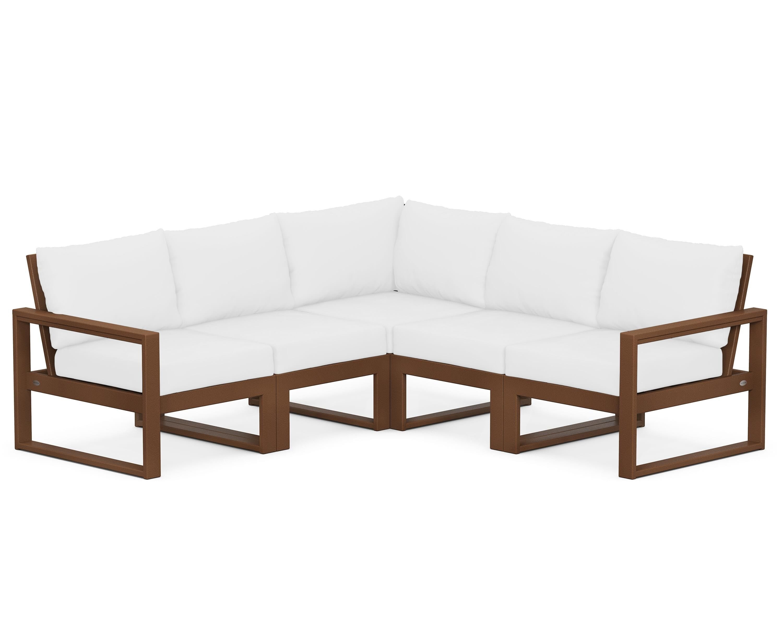 POLYWOOD® EDGE 5-Piece Modular Deep Seating Set in Teak / Natural