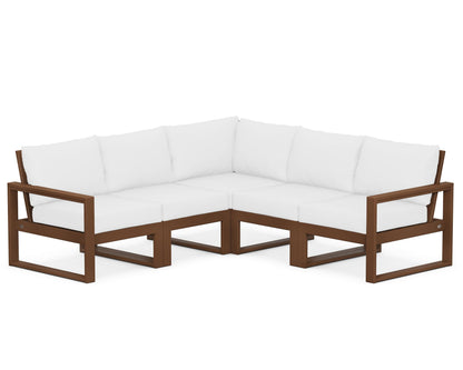 POLYWOOD® EDGE 5-Piece Modular Deep Seating Set in Teak / Natural