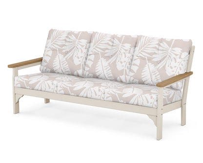 POLYWOOD® Vineyard Deep Seating Sofa in Sand / Natural / Leaf Dune Burlap
