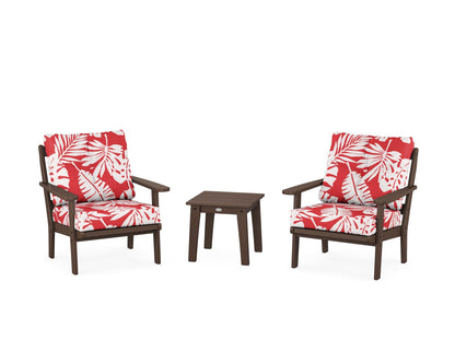 POLYWOOD® Mission 3-Piece Deep Seating Set in Mahogany / Leaf Crimson
