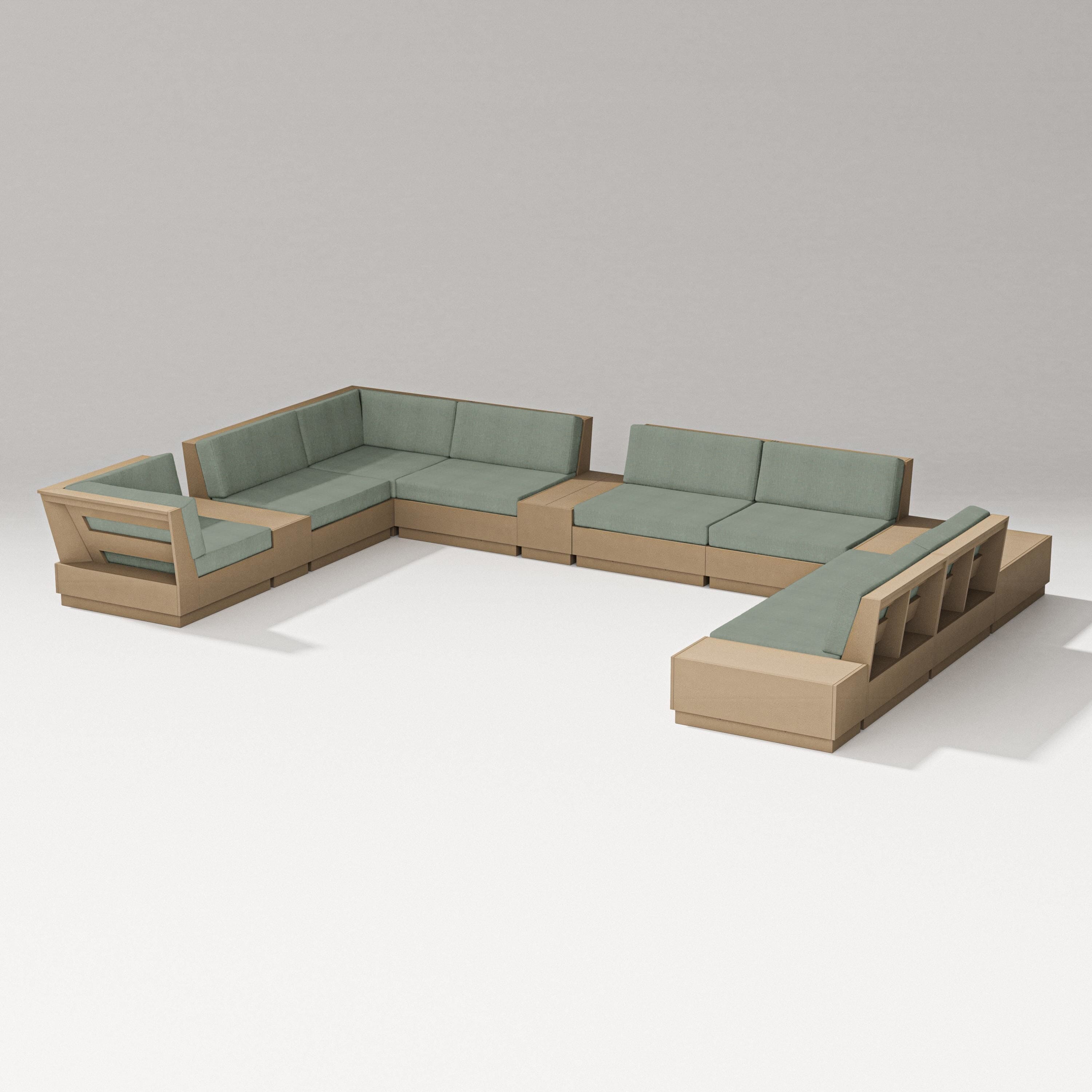 PW Designer Series Elevate 12-Piece Conversation Sectional Set in Vintage Sahara / Cast Sage