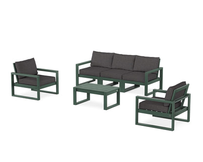 POLYWOOD® EDGE Sectional 4-Piece Deep Seating Set with Sofa in Green / Ash Charcoal