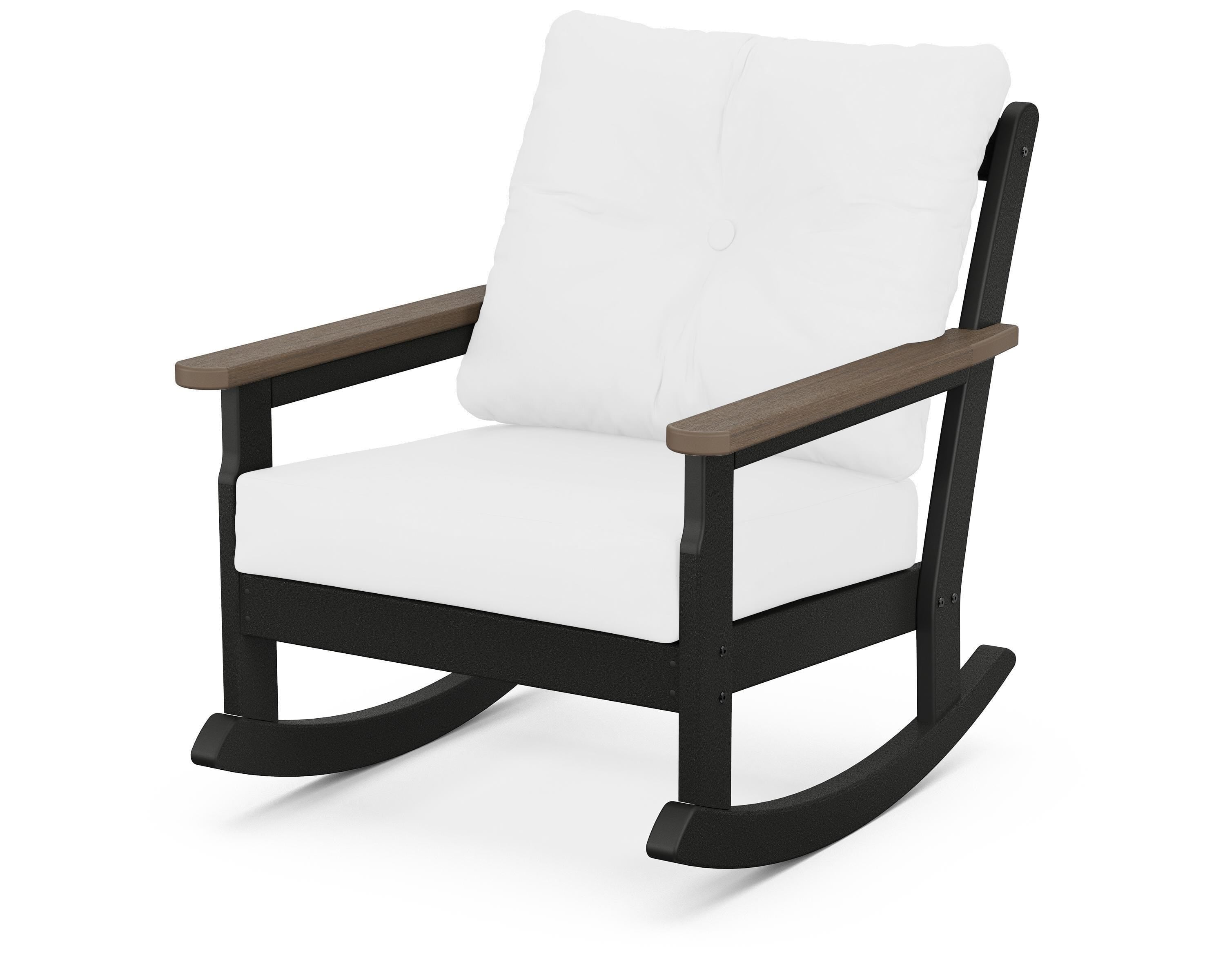 POLYWOOD® Vineyard Deep Seating Rocking Chair in Black / Kona / Natural