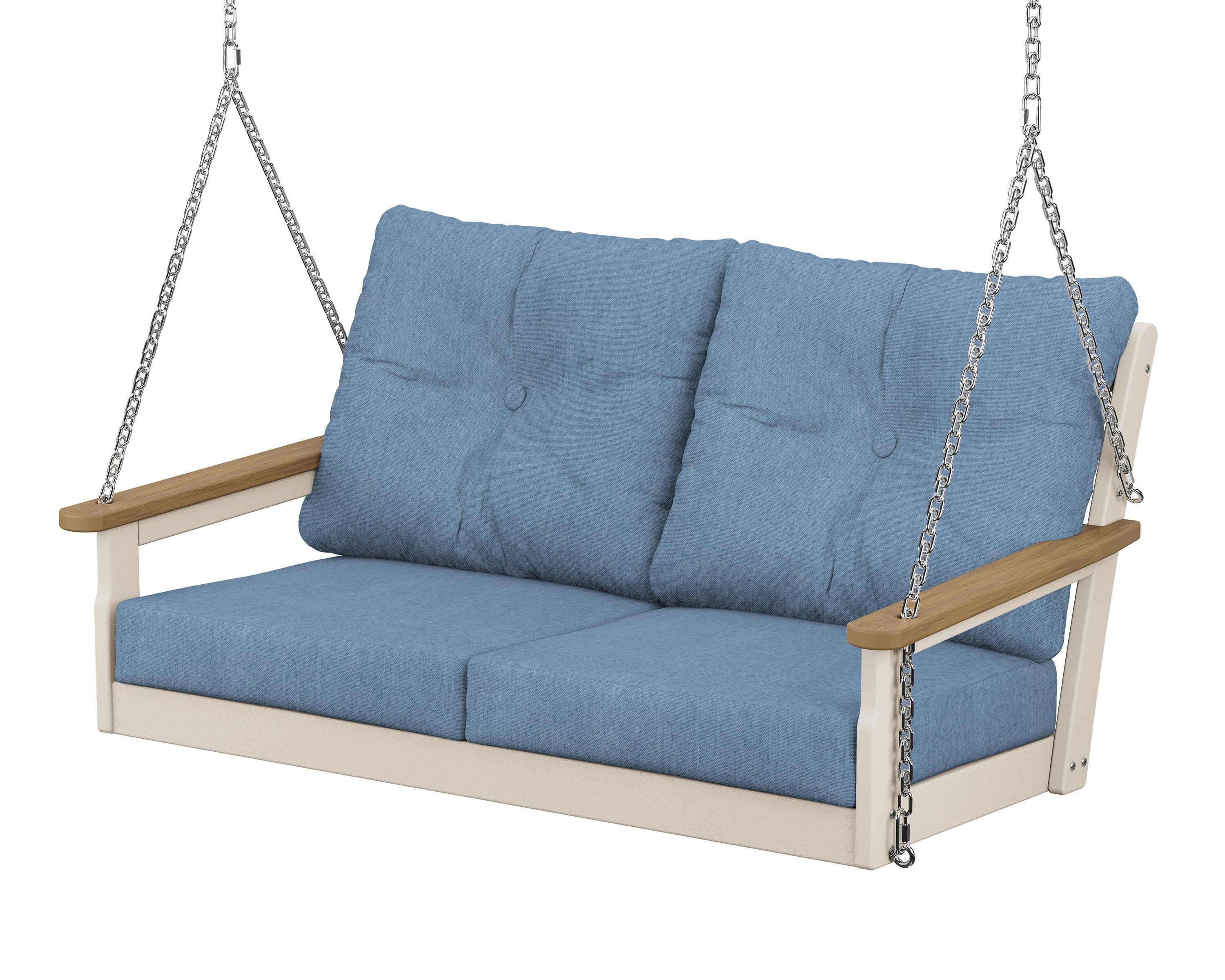 POLYWOOD® Vineyard Deep Seating Swing in Sand / Natural / Sky Blue